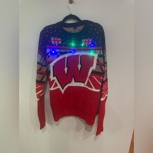 Wisconsin Badgers Christmas Sweater Mens L Light Up Bluetooth Speaker FOCO